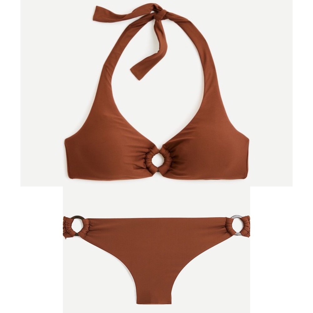 J Crew Halter ring bikini color dark twig XS